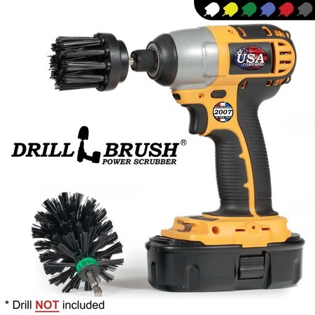 Drillbrush Mini Size Long Bristle Black Ultra Stiff Rotary Cleaning Drill, PK 2 K-L-2M-QC-DB
